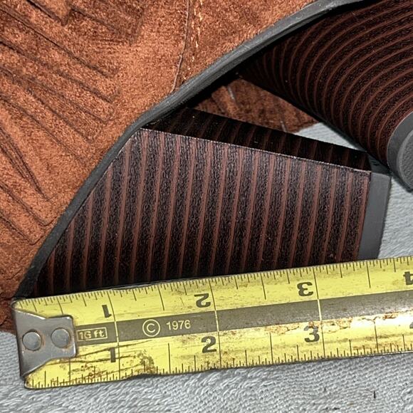 Mo Mo Size 6M Fringe Booties Western Boho Chic Stacked Heel Studded Multi-color - Picture 9 of 9